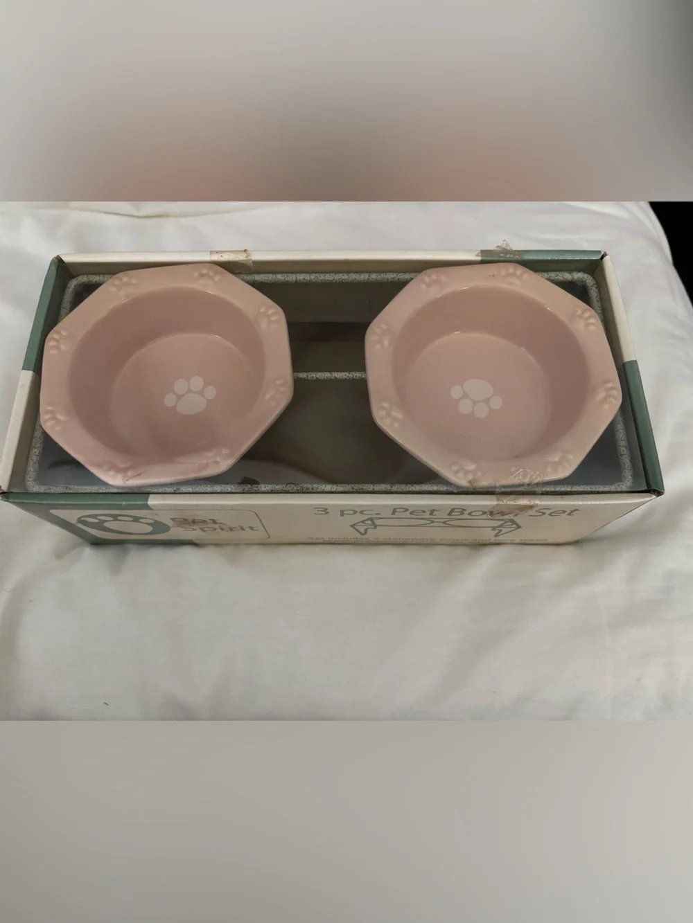 Pink 3-Piece Ceramic Pet Bowl Set
